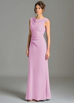 Azazie Kieryn Bridesmaid Dresses Candy Pink Mermaid Pleated Chiffon Dress image3