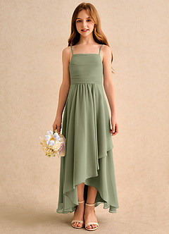 Azazie Twilight Dance Girls Formal Flower Girl Dresses Pistachio A-Line Pleated Chiffon Dress image3