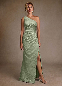 Azazie Joylin Klänningar till brudens mor Klä Trumpet i Blommig Utbrändhet Ena axeln Agave image4