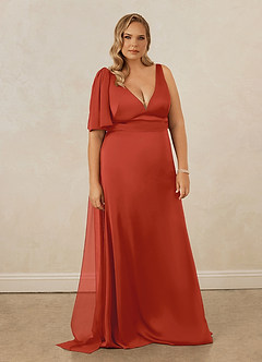 Christian Siriano Bridal for Azazie 1011 Bridesmaid Dresses Rust Mermaid Bow Stretch Satin Dress image11