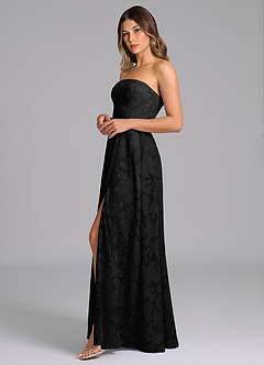 Azazie Wren Bridesmaid Dresses Black A-Line Strapless Floral Burnout Dress image5