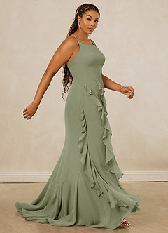 Christian Siriano Bridal for Azazie 1006 Bridesmaid Dresses Pistachio Mermaid Ruched Chiffon Dress image13