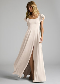 Azazie Bondi Bridesmaid Dresses White Alabaster A-Line Bow Stretch Satin Dress image6