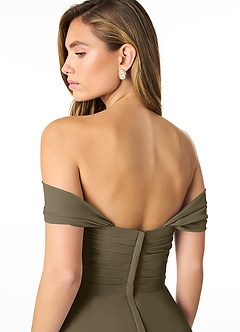 Azazie Kaitlynn Abiti da Damigella Abito Convertibile Impero in Chiffon Increspato Willow Green image6