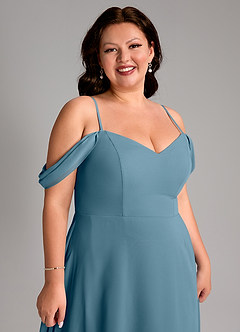 Azazie Marley Bridesmaid Dresses Bermuda A-Line Off the Shoulder Chiffon Convertible Dress image16