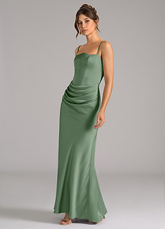 Azazie Debby Vestidos de damas de honor Vestido de Matcha de Satén Elástico de Corte Sirena Convertible con Sin tirantes image6