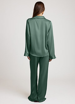 front 러플 새틴 긴팔 파자마 세트