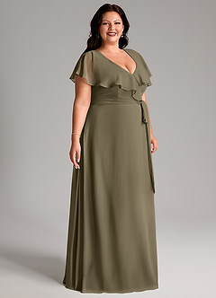 Azazie Lainey Bridesmaid Dresses Willow Green A-Line with Pockets Chiffon Dress image11