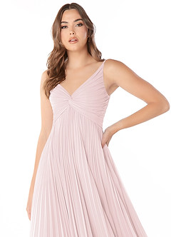 Azazie Raychelle Bridesmaid Dresses Blushing Pink A-Line V-Neck Chiffon Dress image5