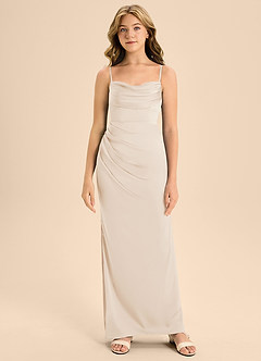 Azazie Mai Junior White Alabaster A-Line Sweetheart Neckline Stretch Satin Dress image5