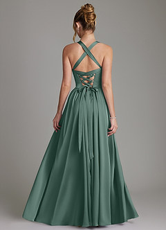 Azazie Francis Bridesmaid Dresses Eucalyptus A-Line Corset Stretch Satin Dress image2