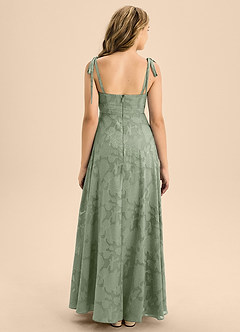 Azazie Rosey Junior Agave A-Line Sweetheart Neckline Floral Burnout Dress image2
