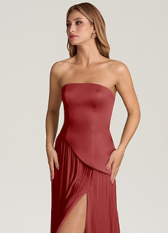 Azazie Tierney Bridesmaid Dresses Rust A-Line Strapless Chiffon Convertible Dress image2