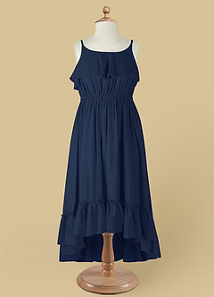 Azazie Karmen Flower Girl Dresses Dark Navy A-Line Ruched Chiffon Dress image9