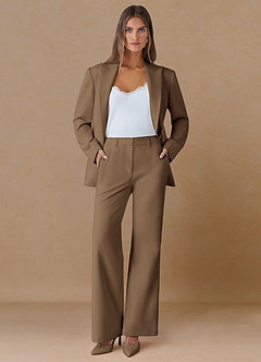 front Marina Tryffel Raffinerade vävda raka byxor