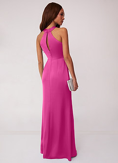 Barbie ♥ Azazie Bridesmaid Dresses Fuchsia Sheath Stretch Satin Dress image2