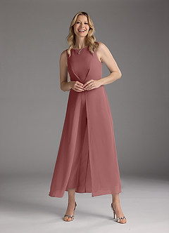Azazie Anitta Mother of the Bride Dresses Desert Rose Jumpsuit/Pantsuit Pleated Stretch Crepe Dress image3