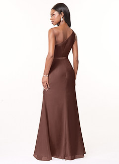 Azazie Liza Abiti da Damigella Abito Sirena in Chiffon Monospalla Espresso image4