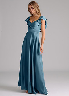 Azazie Leilani Bridesmaid Dresses Bermuda A-Line Ruched Stretch Satin Dress image8