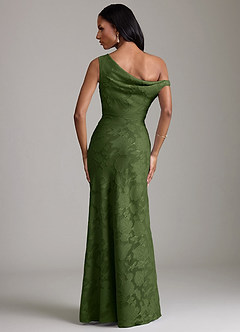 Azazie Emerson Bridesmaid Dresses Olive Mermaid Off the Shoulder Floral Burnout Dress image6