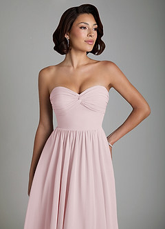 Azazie Petra Bridesmaid Dresses Blushing Pink A-Line Corset Chiffon Dress image3