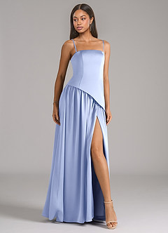 Azazie Adeline Bridesmaid Dresses Ice A-Line Strapless Stretch Satin Convertible Dress image6