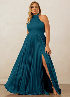 Christian Siriano Bridal for Azazie 1007 Brautjungfernkleider A-Linie Plissee Stretch-Satin Kleid Tintenblau image8