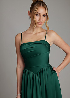 Azazie Zena Bridesmaid Dresses Emerald A-Line Strapless Stretch Satin Dress image2