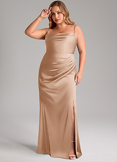 Azazie Leonis Bridesmaid Dresses English Rose Mermaid Pleated Stretch Satin Convertible Dress image12