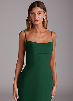 Azazie Saige Bridesmaid Dresses Dark Green A-Line Off the Shoulder Chiffon Convertible Dress image2