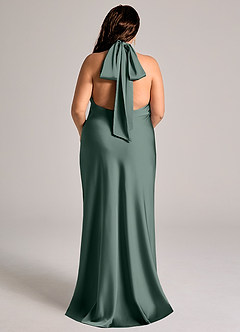 Azazie Velli Abiti da Damigella Abito Sirena in Raso Elasticizzato Collo Alto Muschio Marino image7