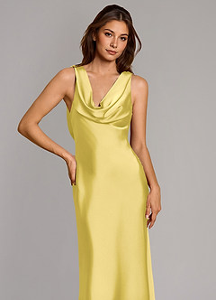 Azazie Cheryl Robes de demoiselle d'honneur Robe Sirène en Satin extensible Canari image6