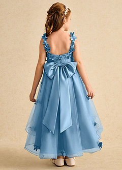 Azazie Tweety Flower Girl Dresses Steel Blue A-Line Lace Tulle Dress image2