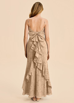 Azazie Lioren Junior Meerjungfrau-Linie Gestreift Blumen-Burnout Kleid Champagner image6
