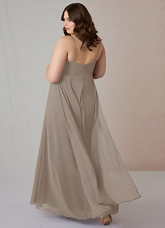 Azazie Emerald Bridesmaid Dresses Taupe A-Line Ruffled Chiffon Dress image8