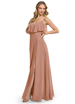 Azazie Jean Bridesmaid Dresses Champagne Rose A-Line Chiffon Convertible Dress image3