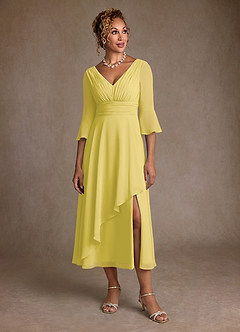 Azazie Aerynne Mother of the Bride Dresses Canary A-Line Pleated Chiffon Dress image4