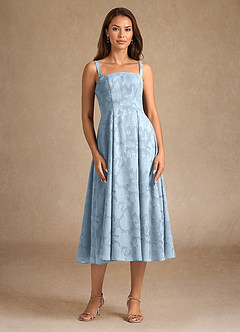 Azazie Lorain Mother of the Bride Dresses Sky Blue A-Line Pleated Floral Burnout Dress image9