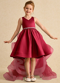 Azazie Julietta Flower Girl Dresses Scarlet Ball-Gown Convertible Tulle Dress image2
