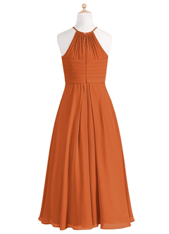 Azazie Ginger Junior Cinnamon A-Line Pleated Chiffon Dress image8