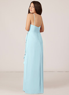 Azazie Kaylee Junior Cloud Blue A-Line with Belt Chiffon Dress image5