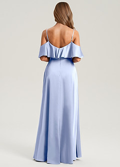 Azazie Jean Bridesmaid Dresses Ice A-Line Off the Shoulder Stretch Satin Dress image2
