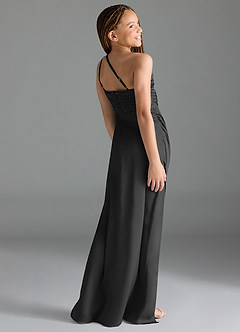 Azazie Eren Junior Robe Fourreau en Satin extensible Plissée Noir image5