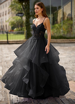 Spitze Noir Robe de bal en dentelle transparente image3