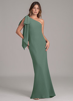 Azazie Capri Bridesmaid Dresses Eucalyptus A-Line One Shoulder Chiffon Dress image1