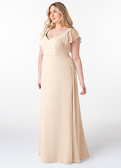 Azazie Syenna Bridesmaid Dresses White Alabaster A-Line Ruched Chiffon Dress image8