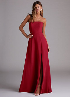 Azazie Wren Bridesmaid Dresses Scarlet A-Line Side Slit Chiffon Convertible Dress image3