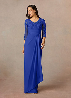 Azazie Poe Abiti per la Madre della Sposa Abito Tubino in Pizzo Blu Reale image1