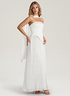 Azazie Tierney Bridesmaid Dresses White A-Line Strapless Chiffon Convertible Dress image7