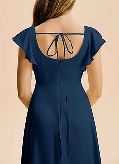 Azazie Bondi Junior Linia A Rozcięcie z boku Satyna elastyczna Długość podłogi Młodsza druhna Sukienka image6